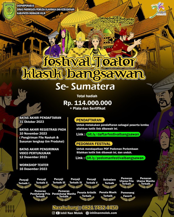 Pendaftaran Festival Teater Klasik Bangsawan Se-Sumatera Th 2023
